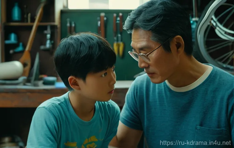 드라마  언더커버  스릴러와 가족 드라마의 융합 - **A devoted family man with a hidden past**: A middle-aged Asian man, Han Jeong-hyeon, with a seriou...