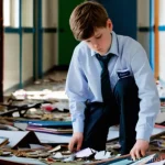 드라마  지금 우리 학교는  좀비물의 차별화 - **Prompt 1: The Echo of Bullying in Desolate School Halls**
    "A wide shot of a derelict high scho...