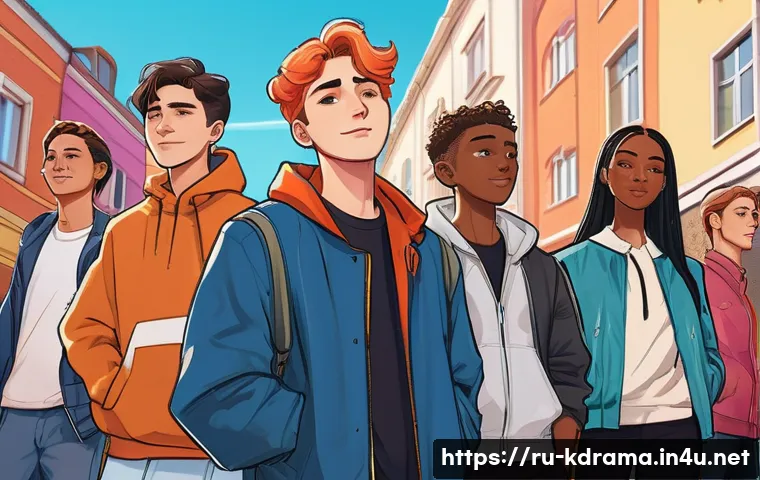 드라마  이태원 클라쓰  원작 웹툰과의 차이점 - A detailed digital illustration of a diverse group of secondary characters from a webtoon, each disp...