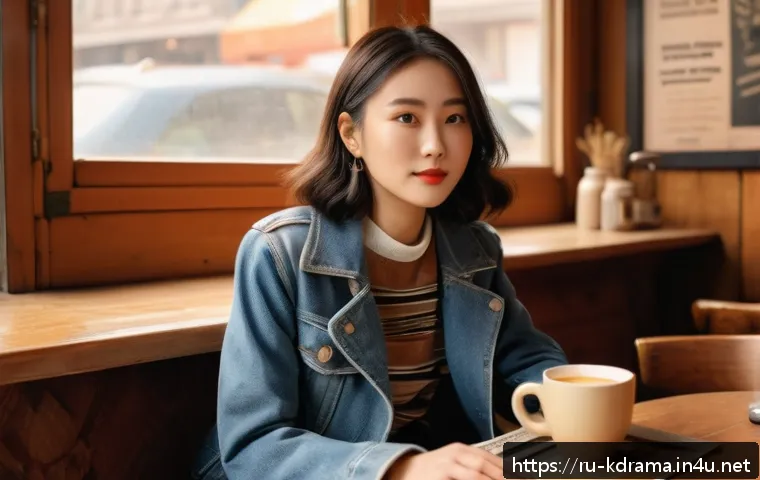 드라마 커피프린스 1호점 레트로 인기 재조명 - A cozy retro-style coffee shop interior from the early 2000s, warm earthy tones with wooden furnitur...