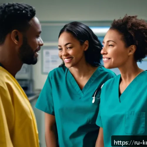 Home 30 드라마 닥터스 의학 드라마의 감동적 요소 - A group of diverse medical professionals in a modern hospital break room, sharing an emotional momen...